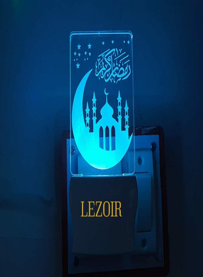 IZ LeZoir مصباح ليلي ثلاثي الأبعاد من ليزوار، مكتوب عليه بشكل جميل "رمضان كريم"، يتغير لونه، مناسب كهدية أو للديكور (مقاس 4 بوصة). - Image 5