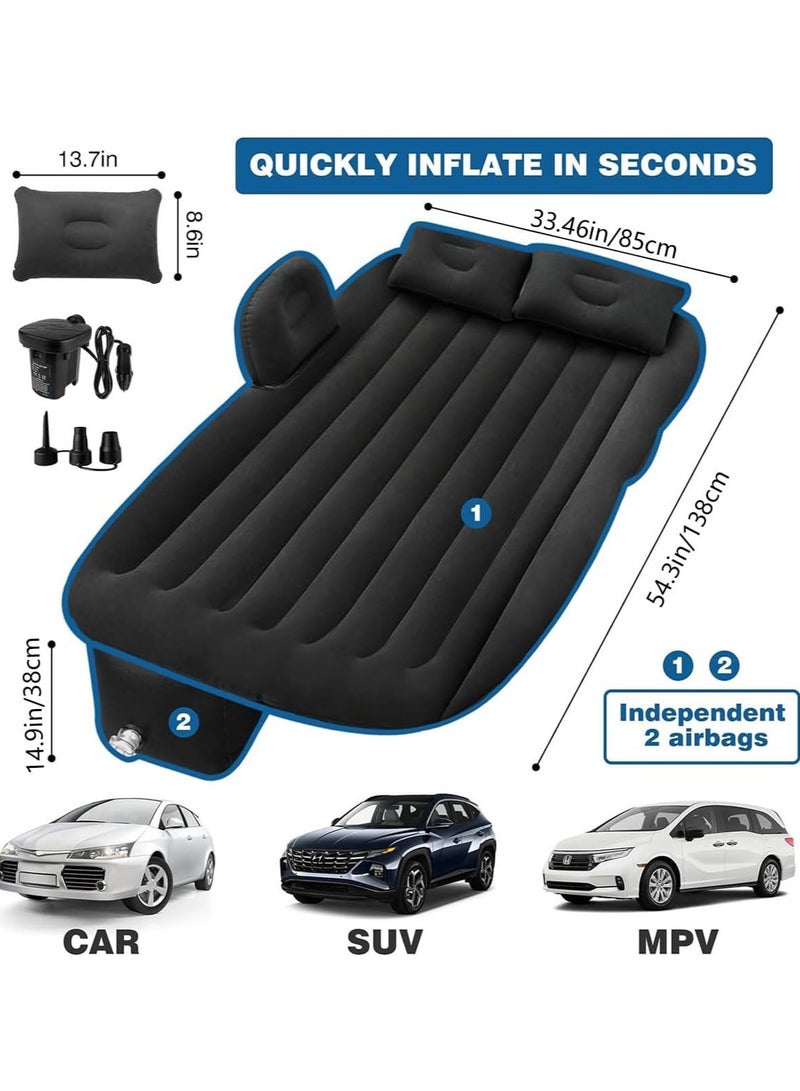 Relex Car Air Mattress, Removable Black Backseat Air Bed with Air Pump, Portable Car Travel Bed with Pillows Fits Most Car Models for Travel, Hiking, Camping, Trip & Outdoor Activities - Image 5