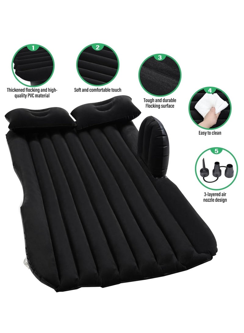 Relex Car Air Mattress, Removable Black Backseat Air Bed with Air Pump, Portable Car Travel Bed with Pillows Fits Most Car Models for Travel, Hiking, Camping, Trip & Outdoor Activities - Image 2