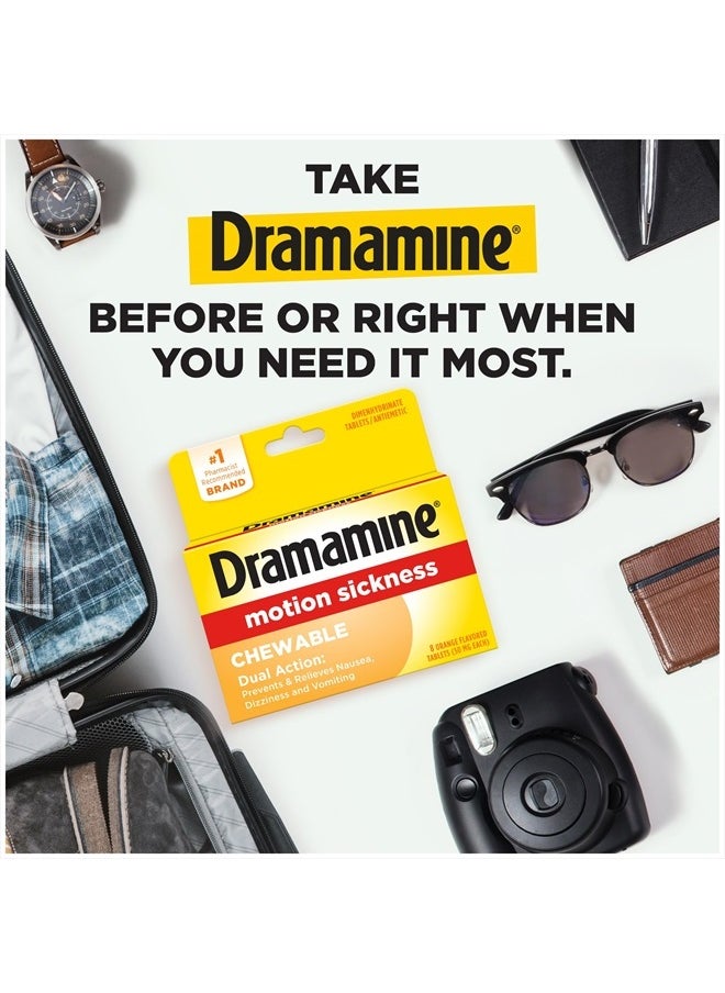 Dramamine - Chewable Motion Sickness Relief Orange Flavor 8 Count - Image 1