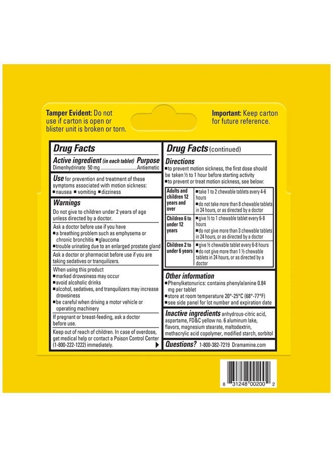 Dramamine - Chewable Motion Sickness Relief Orange Flavor 8 Count - Image 1