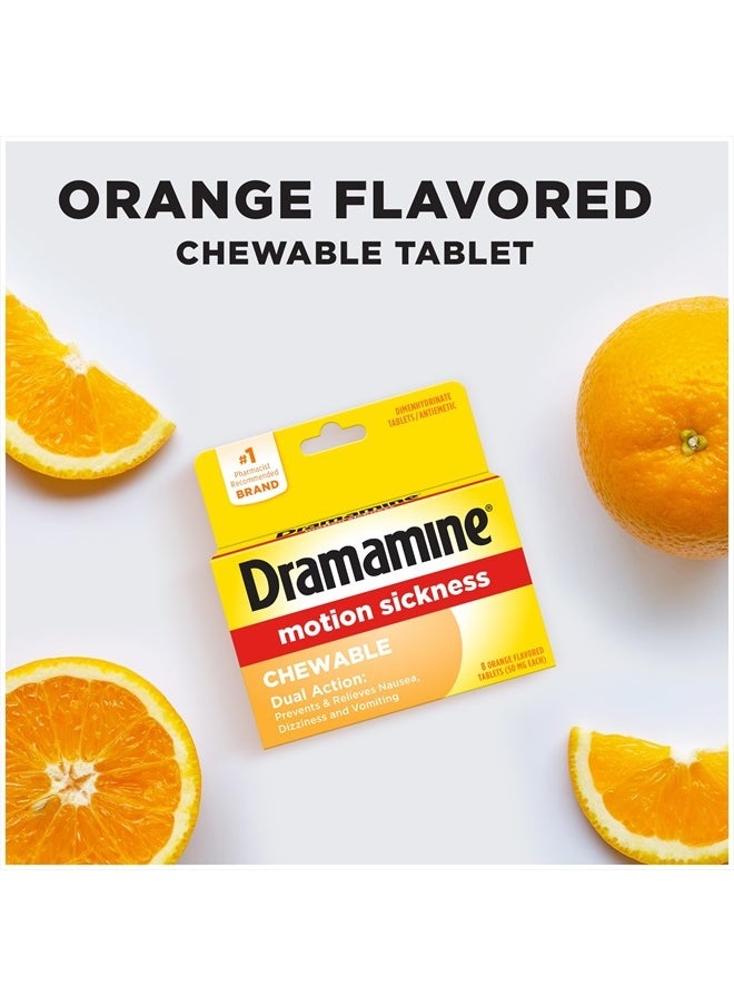 Dramamine - Chewable Motion Sickness Relief Orange Flavor 8 Count - Image 1