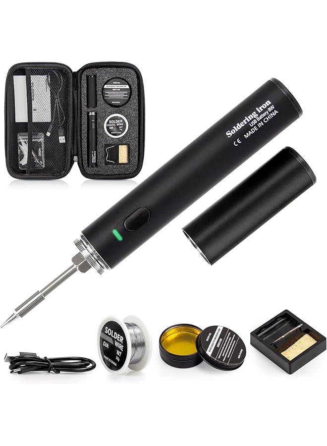 إيروريكس طقم مكواة لحام لاسلكية محمولة قابلة لإعادة الشحن بمنفذ USB ومكواة لحام لاسلكية قابلة للتعديل بثلاث درجات حرارة لمشاريع اللحام الصغيرة وإصلاح الإلكترونيات الداخلية والخارجية - Image 1