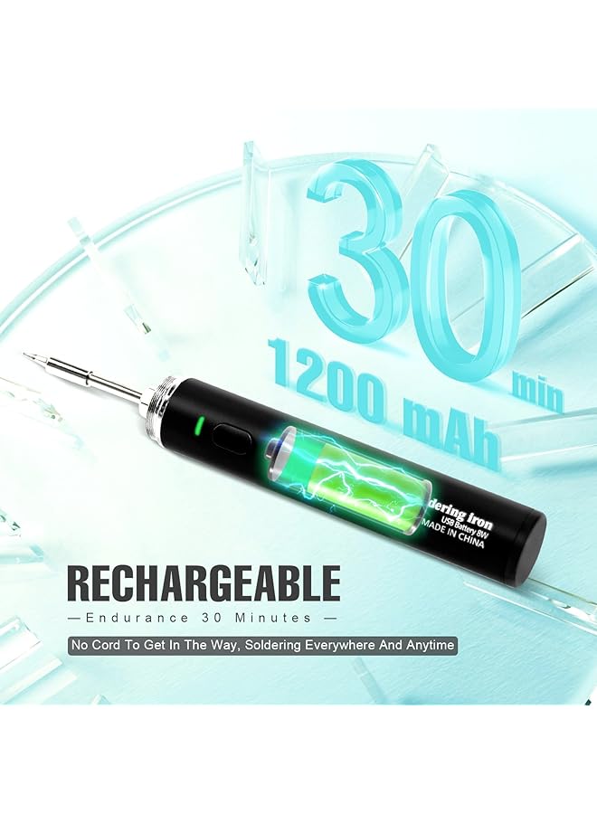 إيروريكس طقم مكواة لحام لاسلكية محمولة قابلة لإعادة الشحن بمنفذ USB ومكواة لحام لاسلكية قابلة للتعديل بثلاث درجات حرارة لمشاريع اللحام الصغيرة وإصلاح الإلكترونيات الداخلية والخارجية - Image 4