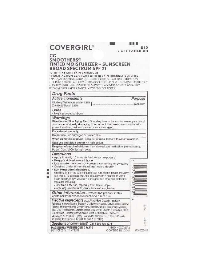 CoverGirl Covergirl, CG Smoothers, BB Cream, SPF 21, 810 Light to Medium, 1.35 fl oz (40 ml)  - Image 3