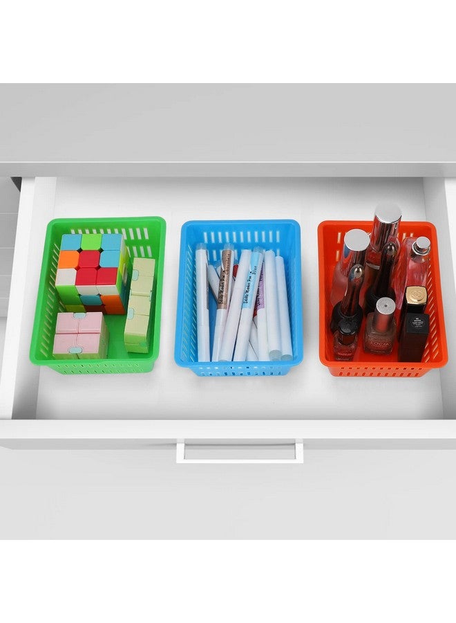 NASHRIO 10 Pack Mini Storage Baskets Bins, Plastic Organizer Basket, Colorful Shelf and Desk Make-up Storage Crate Organizing Containers, Ideal for Home Classroom Office Organization. 6.1"L x 4.5"W x 2.4"H - Image 2