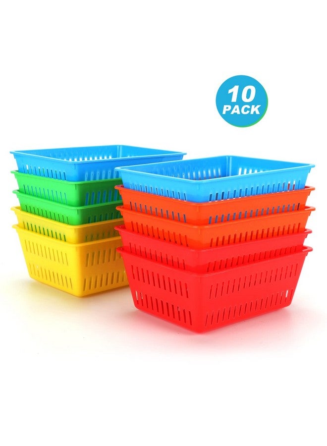 NASHRIO 10 Pack Mini Storage Baskets Bins, Plastic Organizer Basket, Colorful Shelf and Desk Make-up Storage Crate Organizing Containers, Ideal for Home Classroom Office Organization. 6.1"L x 4.5"W x 2.4"H - Image 1