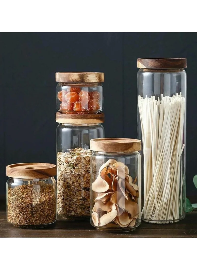The Mia Glass Storage Container with Wooden Lid 700 ml