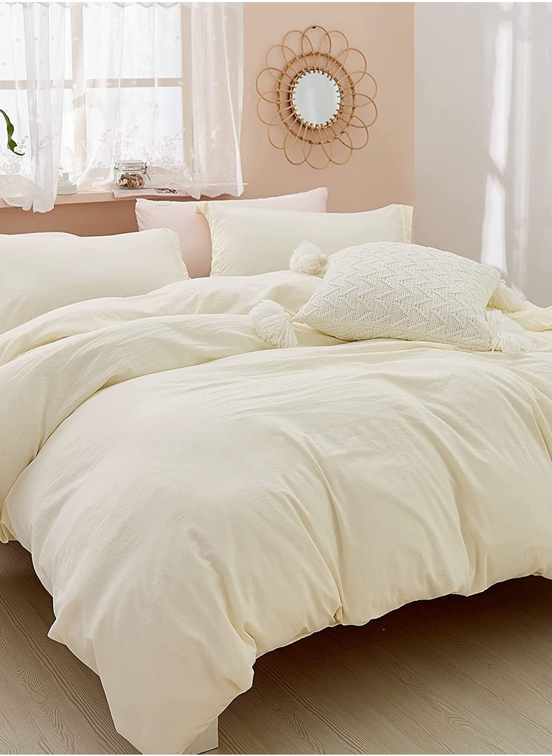 INFINITY BEDDING MARKET Cotton Duvet Cover Set - Ivory 180x220 cm  - Image 1