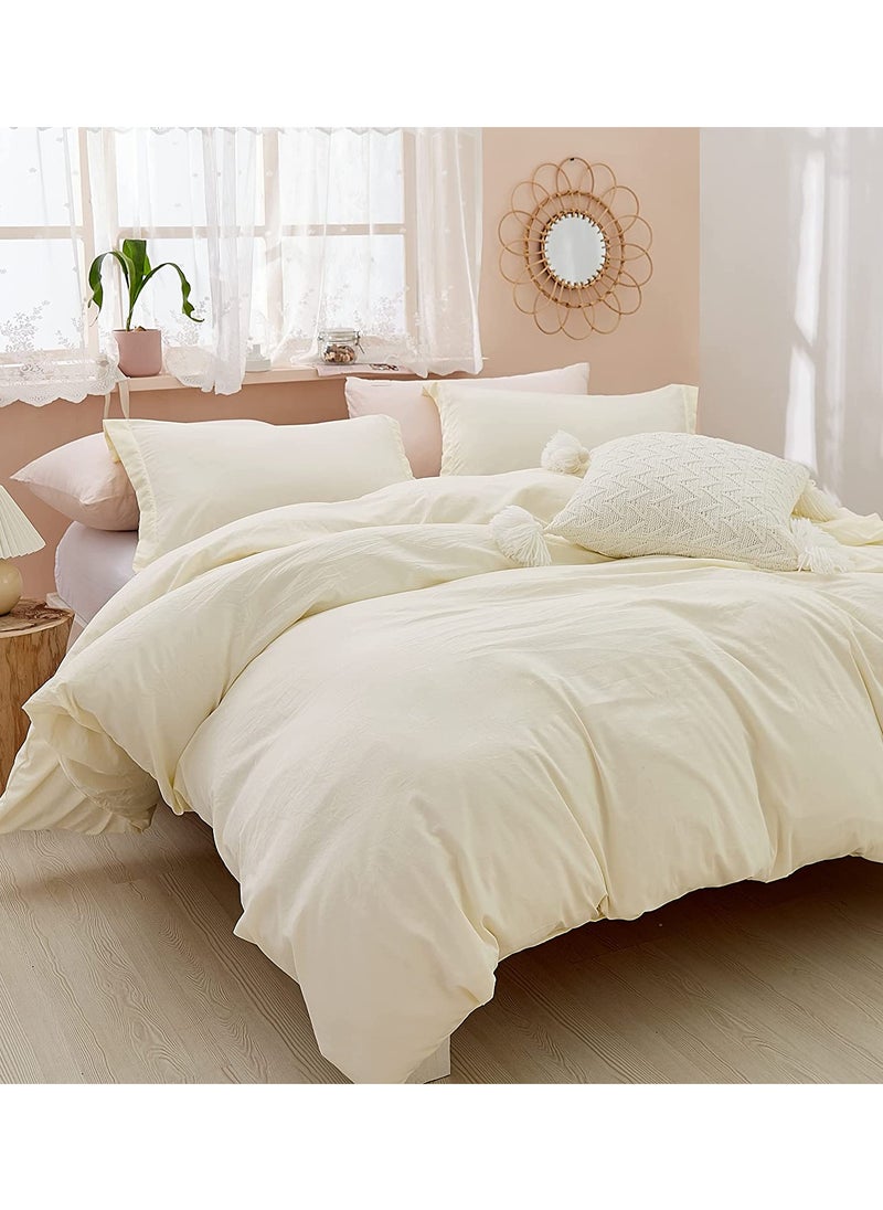 INFINITY BEDDING MARKET Cotton Duvet Cover Set - Ivory 180x220 cm  - Image 2