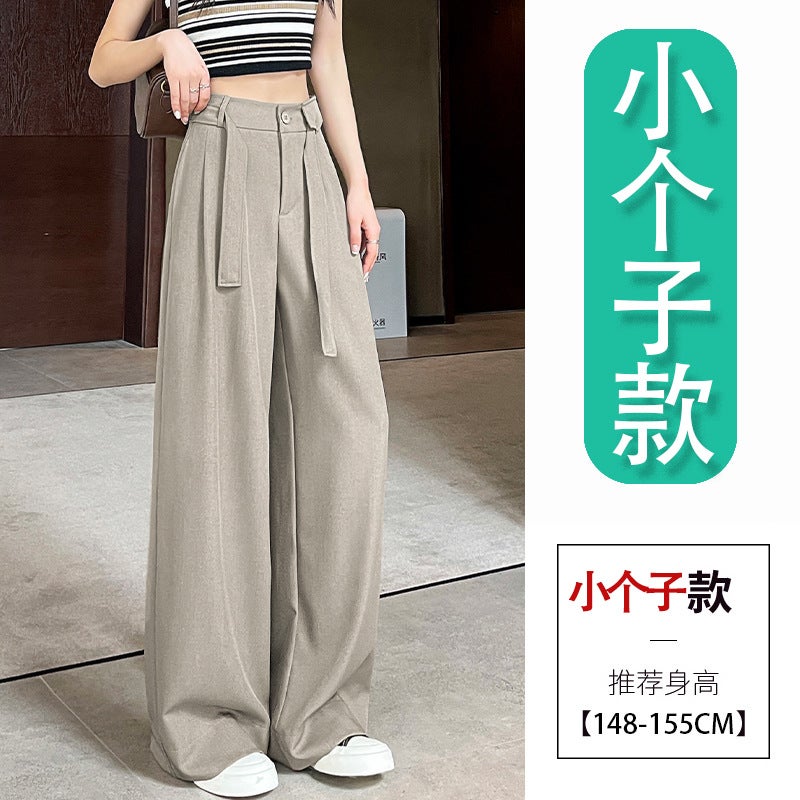 Belt-Tied Suit Pants Loose Wide-Leg Pants Fashion Casual Long Pants Multi-Color Multi-Size Small Tall - Image 1