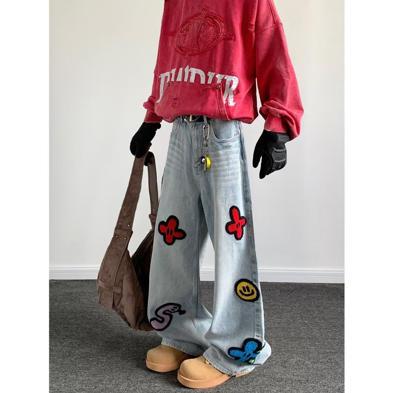 Unisex Classic Denim Jeans Loose Fit Daily Outdoor Wear - Image 2
