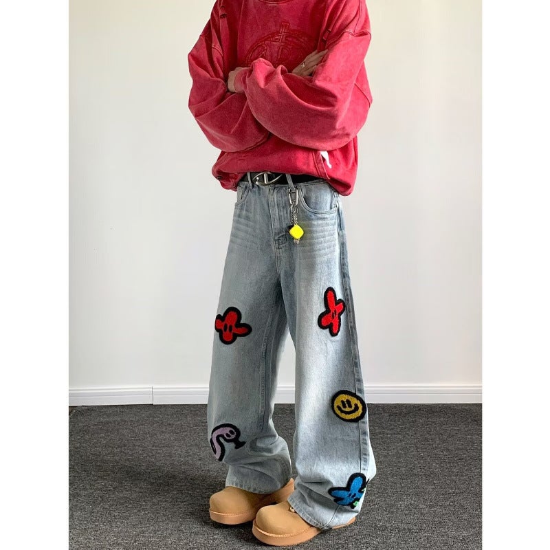Unisex Classic Denim Jeans Loose Fit Daily Outdoor Wear - Image 1