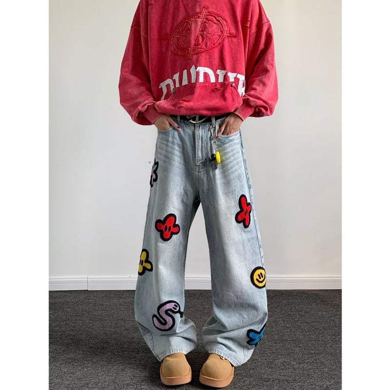 Unisex Classic Denim Jeans Loose Fit Daily Outdoor Wear - Image 3