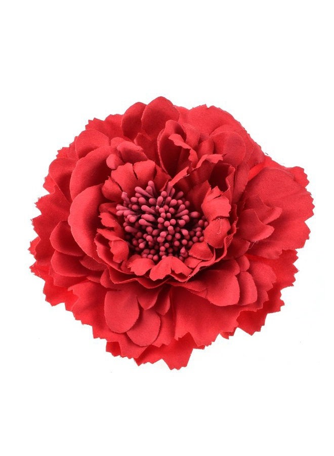 Eforlike HC-01 Floral Fall Peony Flower Hair Clip Flamenco Dancer Pin up, Red, Size M - Image 1