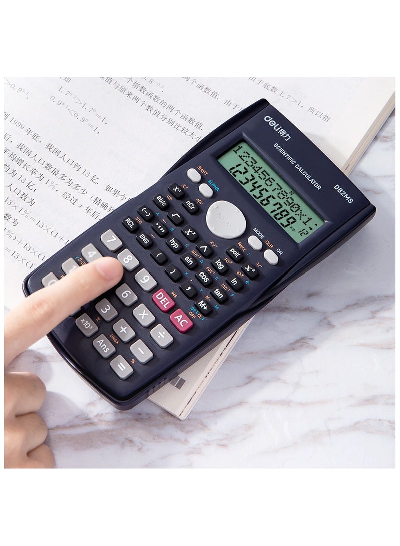 ديلي الة حاسبة علمية، حاسبة رياضية علمية لطيفة بسطرين للطلاب والهندسة الجبرية الاساسية لطلاب المدارس المتوسطة والثانوية والجامعة .أسود - Image 5