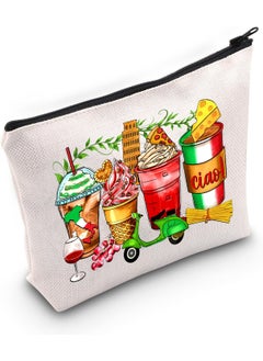 JXGZSO JXGZSO Ciao Bella Makeup Bag Italy Word Ciao Gift Milk Tea Cup Cosmetic Bag Italy Trip Gift Italian Hello Pouch Bag 