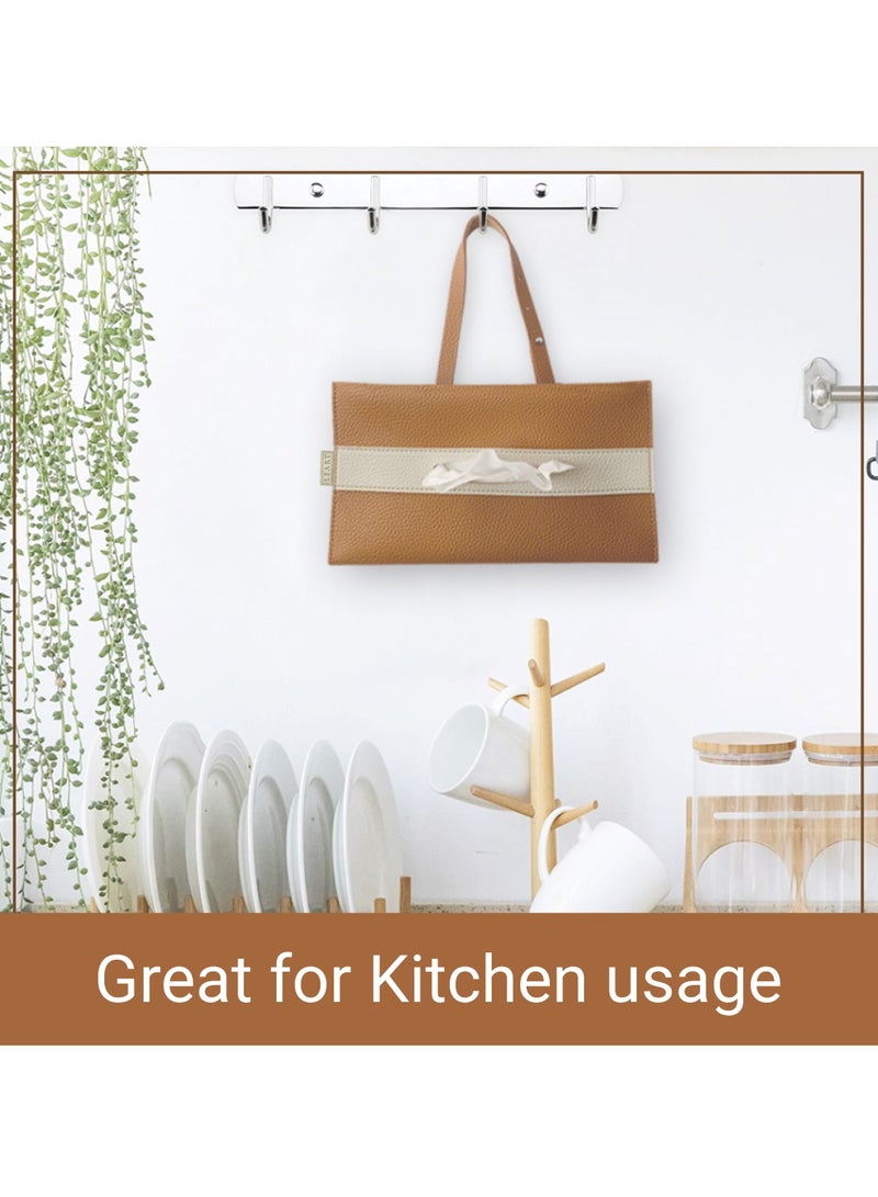 LeArt Leather Car Tissue Holder Leather – Hanging Tissue Box Holder for Car | Tissue Box for Car | Car Accessories Interior | Car Tissue Box | Hanging Tissue Box Holder (Caramel) - Image 4