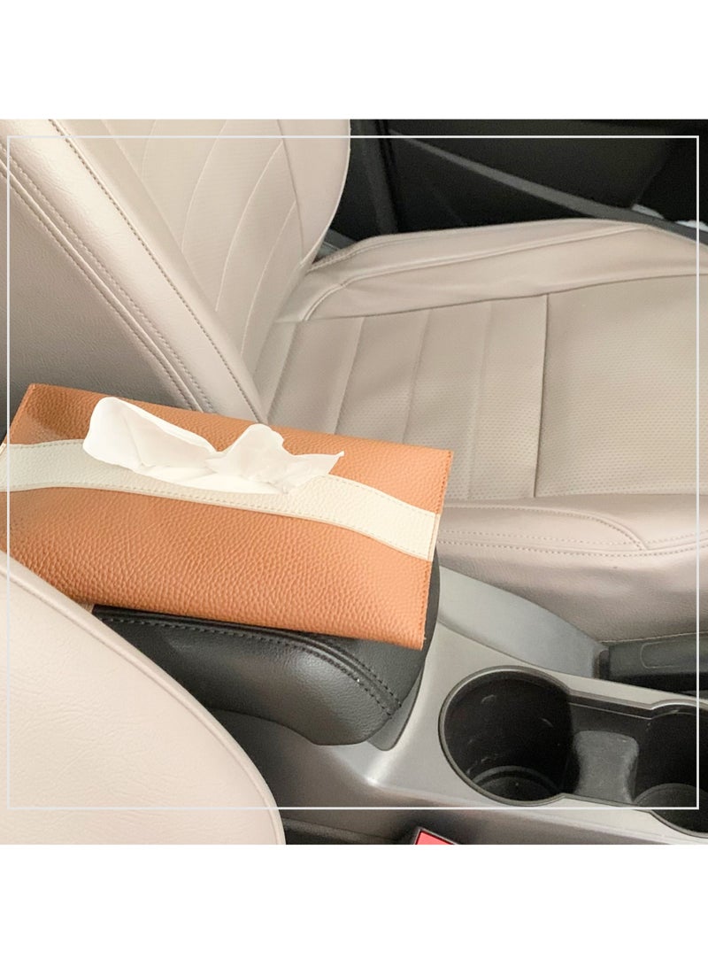 LeArt Leather Car Tissue Holder Leather – Hanging Tissue Box Holder for Car | Tissue Box for Car | Car Accessories Interior | Car Tissue Box | Hanging Tissue Box Holder (Caramel) - Image 5