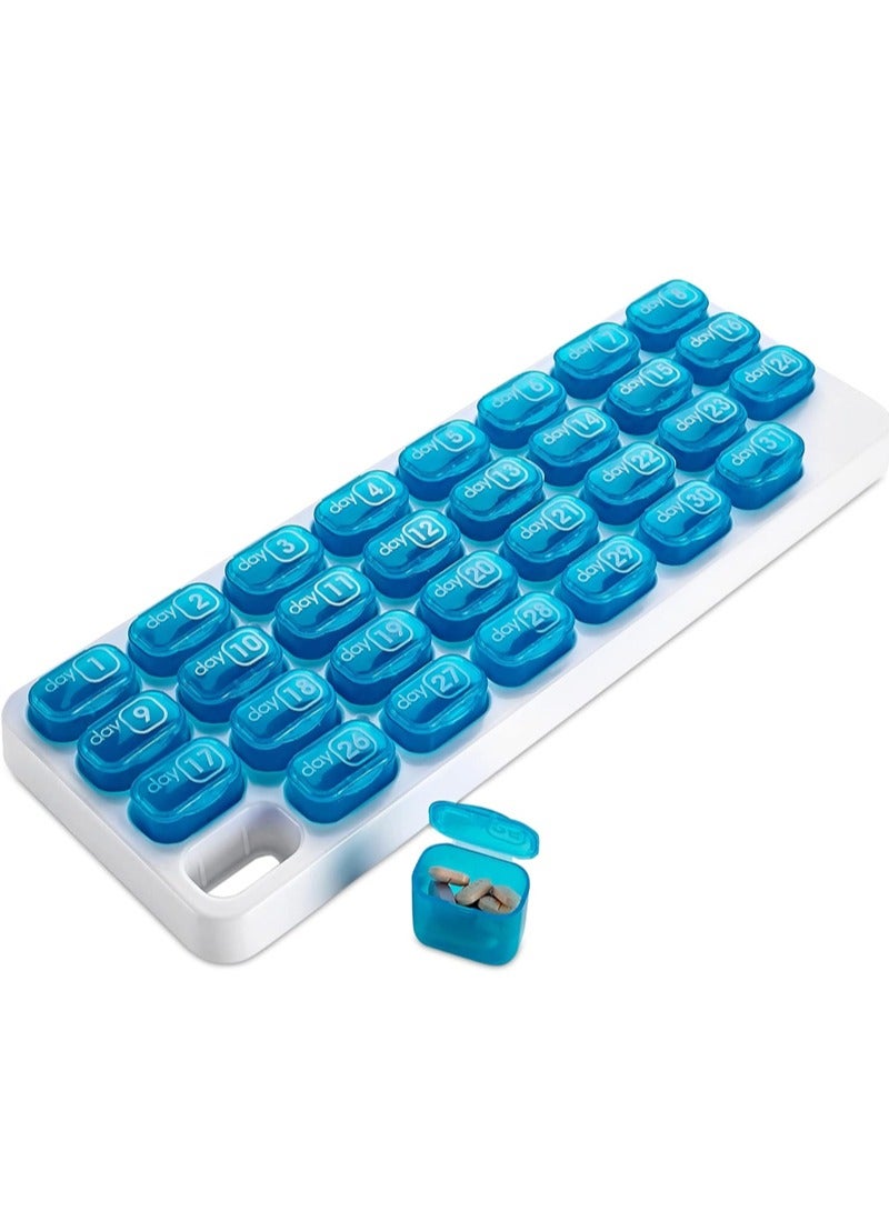 lebonaer Monthly Pill Organizer - 31 Day Pill Organizer with Large Removable Medication Pods, Portable Pill Case Box and Holder for Daily Medicine and Vitamins, Great for Travel （Blue） - Image 1