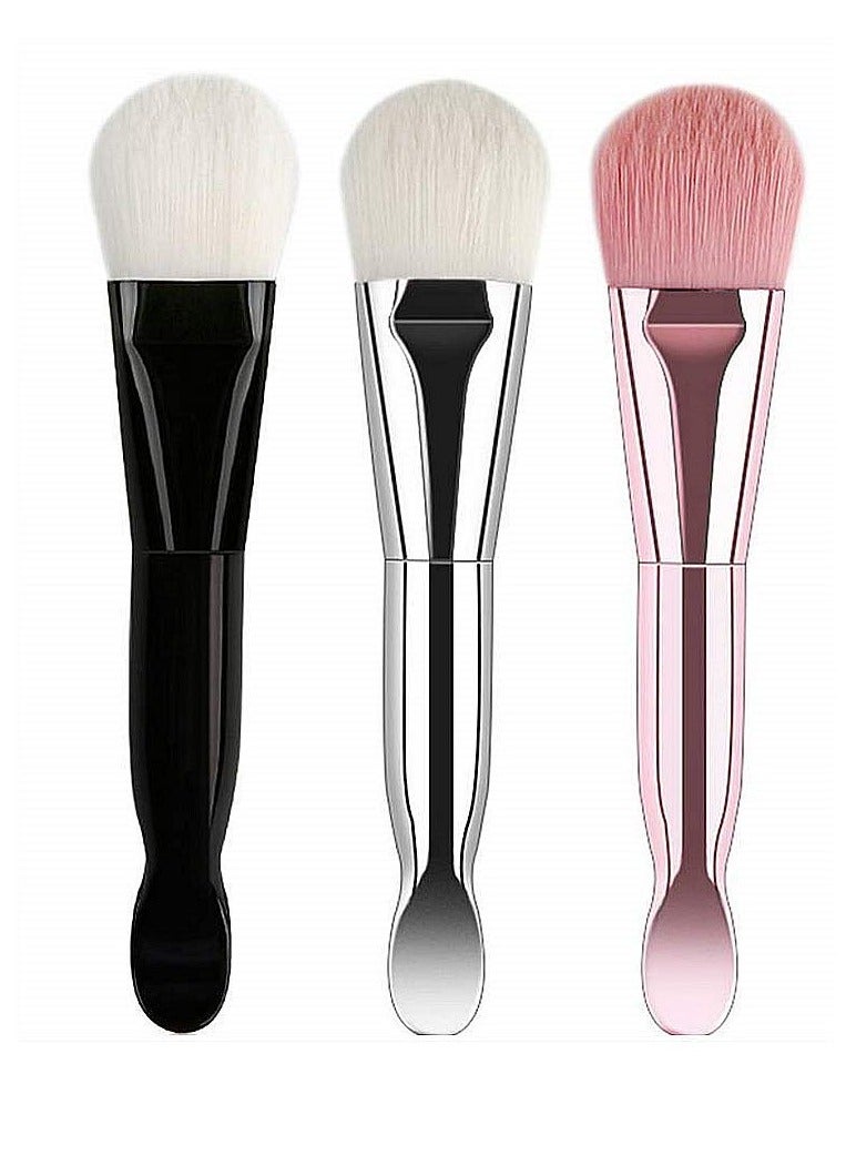 3PCS Soft Hair Fiber Facial Mask Brush Set - Double-Headed Design for Mud Masks and Serums, Silicone Cosmetic Scrapers, Perfect Beauty Tool for Smooth Application and Skincare. - Image 1