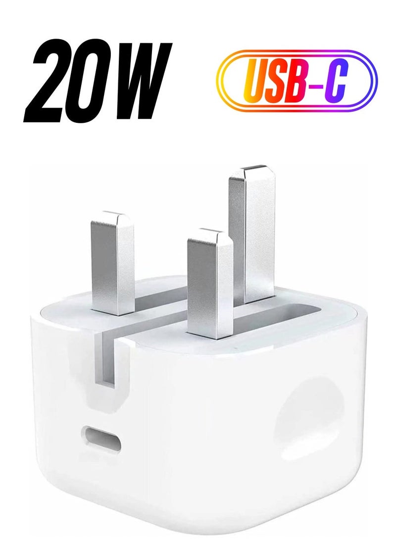 Type C Fast Charger PD 20W Power Adapter for iPhone 13 12 11 14 Series Plug PD Power Adapter Wall Plug Compatible with iPhone 14 13 13pro 12 Pro Max 12 Mini SE White - Image 1