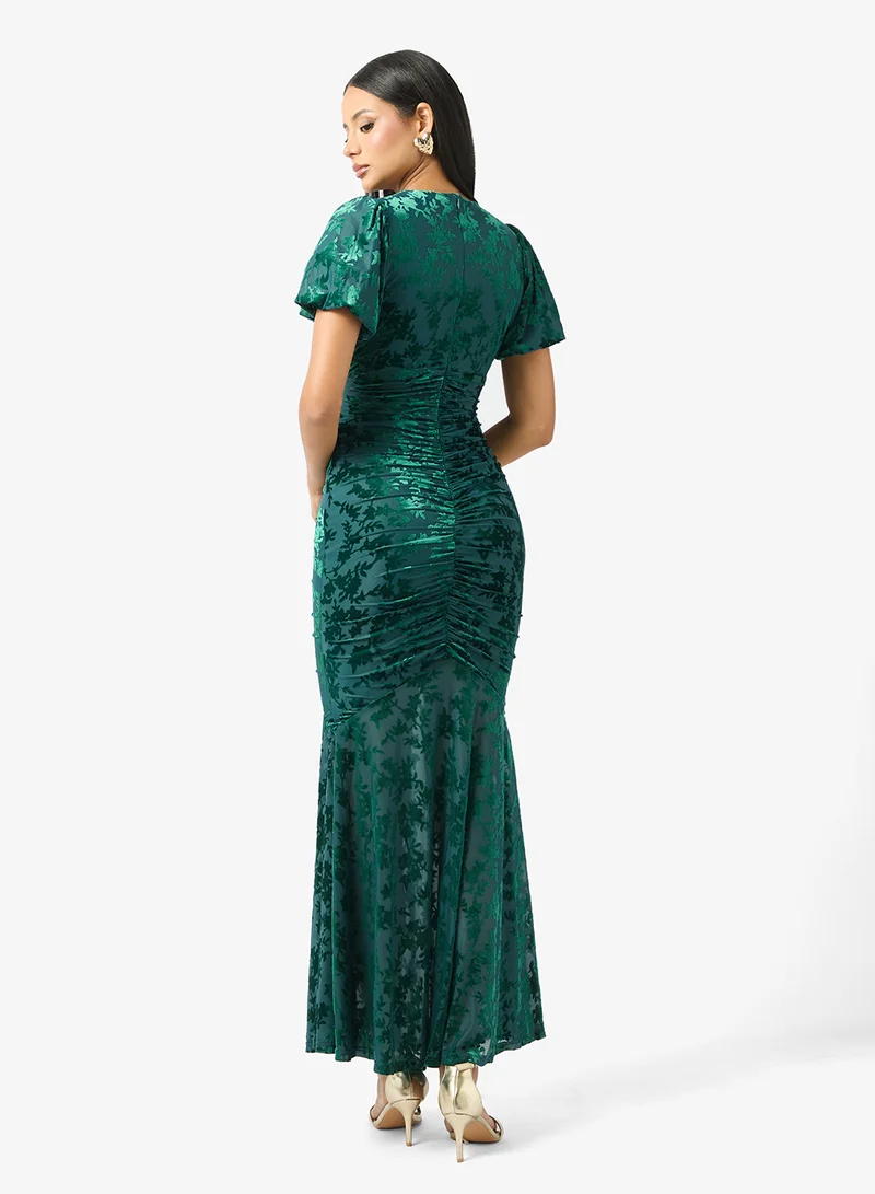 Maya Ruched Puff Sleeve Maxi Dress