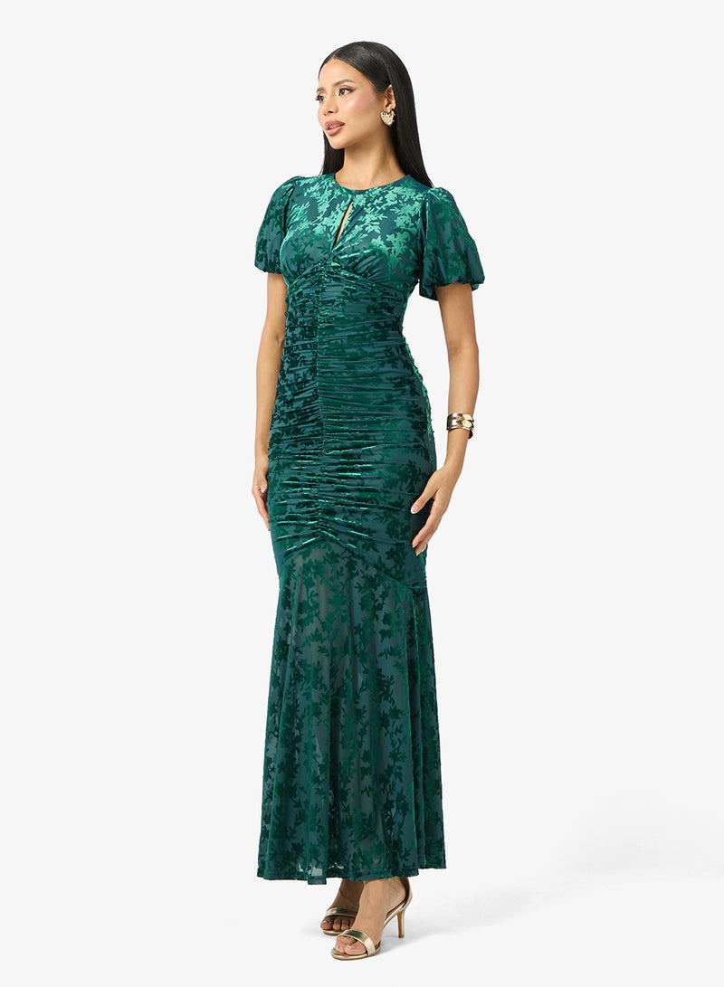 Maya Ruched Puff Sleeve Maxi Dress - Image 4