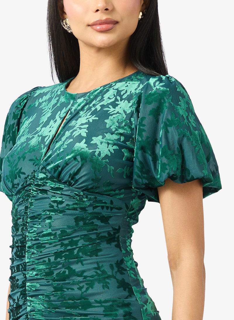 Maya Ruched Puff Sleeve Maxi Dress - Image 3