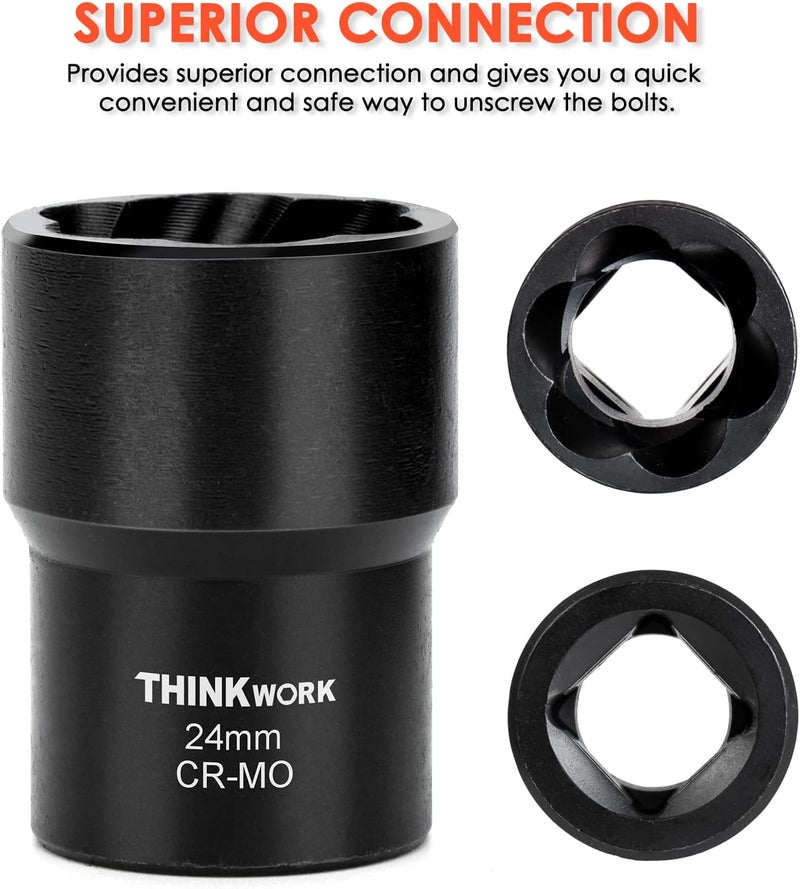 THINKWORK 13-Piece Lug Nut Remover Kit for Stripped and Damaged Bolts - Image 4