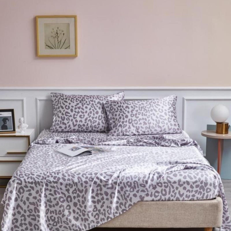 LCBD Satin Pillowcase للشعر والبشرة الرمادية النمر المطبوعة وسادة طباعة مجموعة من 2 أغطية وسادة الحرير الحريرية الحرير للنساء مع إغلاق المغلف - Image 5