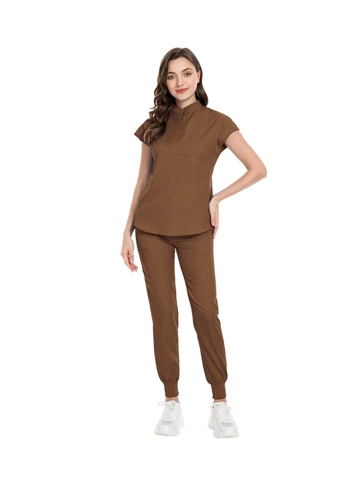 Elastic Scrubs Nursing Pants with Stand Collar Nurse Uniforms for Medical Professionals & Jogging - Amazon Fulfilled - Image 1