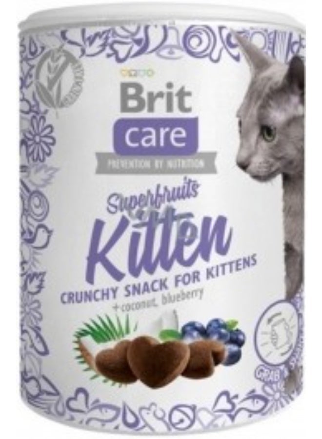 بريت كير وجبة خفيفة مقرمشة من الفواكه الخارقة + جوز الهند والتوت البري للقطط الصغيرة ١٠٠ غرام من بريت كير - عبوة من ٤ قطع - Image 2