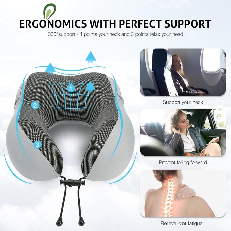 MORPICH MORPICH Travel Pillow for Neck Memory Foam Hooded for Adults Comfortable Neck Pillow for Travel with Hoodie Flight Airplane Travel Cushion for Plane Car Train  - Image 3