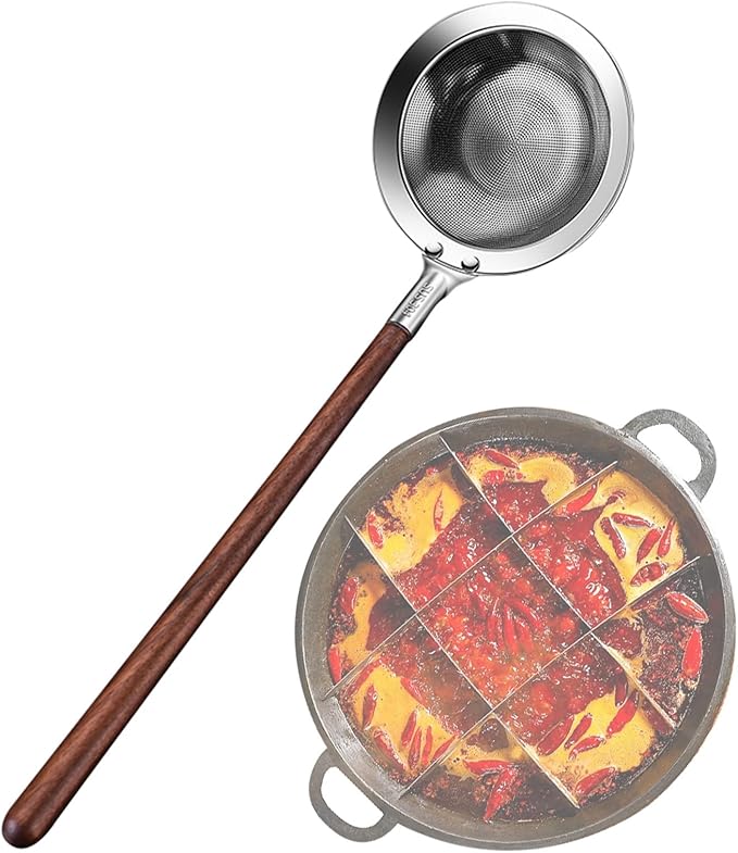Stainless Steel Pasta Strainer Spoon With Long Handle 8 5cm Mesh Scoop For Cooking Serving - Image 1