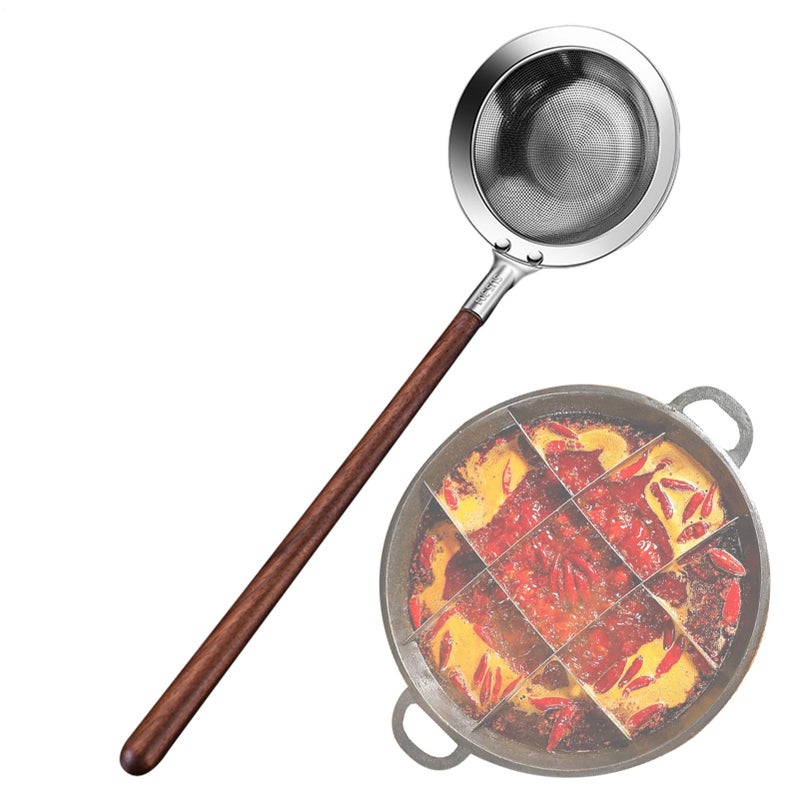 Stainless Steel Pasta Strainer Spoon With Long Handle 8 5cm Mesh Scoop For Cooking Serving - Image 2