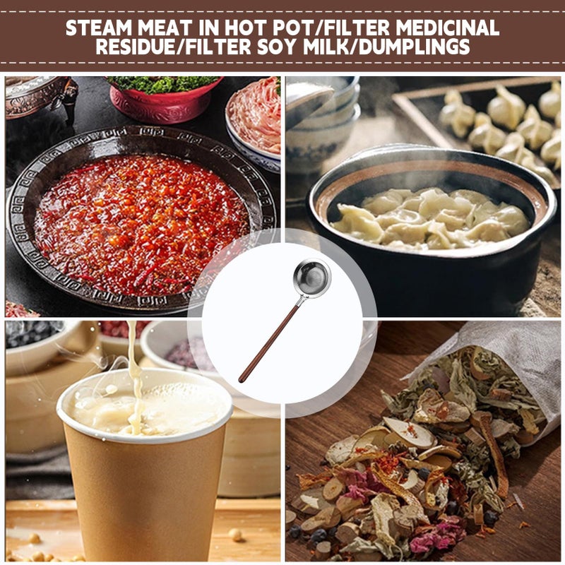 Stainless Steel Pasta Strainer Spoon With Long Handle 8 5cm Mesh Scoop For Cooking Serving - Image 5