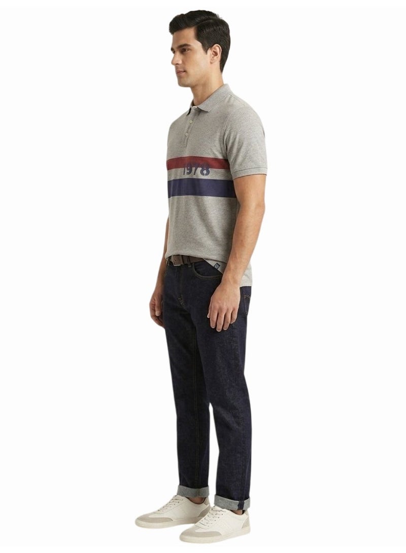Chaps Men's 100% Cotton Short Sleeve Polo Shirt, Grey with Stripes - Image 3