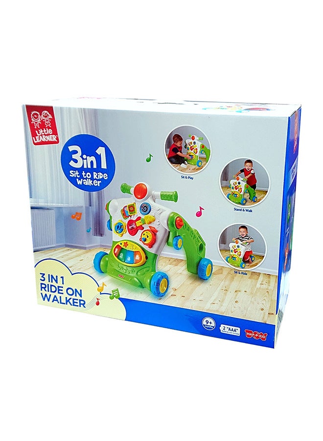 Happy Kids Little Learners 3 In 1 Ride-On Walker - Sit, Stand, Ride, Removable Piano, Interactive Dashboard, Durable Design, 9M+ - Image 1