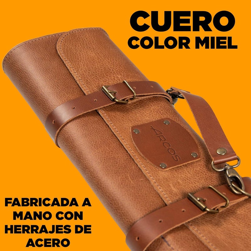 Arcos حقيبة سكين مطبخ احترافية أركوس 5 × 42 سم مقبض جلد العسل مشبك قابل للتعديل - Image 5