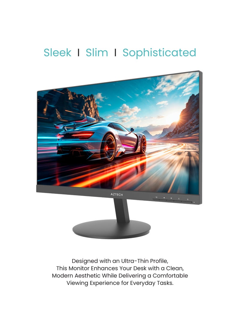 Aztech شاشة AZTECH LED بحجم 22 بوصة بدقة Full HD 1920x1080 لوحة VA معدل تحديث 100Hz HDMI VGA زاوية عرض واسعة 178 درجة مكبرات صوت مزدوجة مدمجة دعم تركيب VESA استهلاك منخفض للطاقة تشغيل مستمر 24/7 مكتب منزل أعمال CCTV أمان شاشة كمبيوتر AZ-M22E-FSVH - Image 3