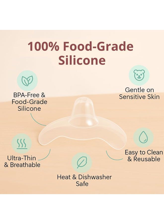 Snugell Wing-Shaped Shields| Ultra-Thin Silicone Shields for Nursing | 2-Pack with Protective Case | Designed for Use with Flat or Inverted (Large) - Image 5