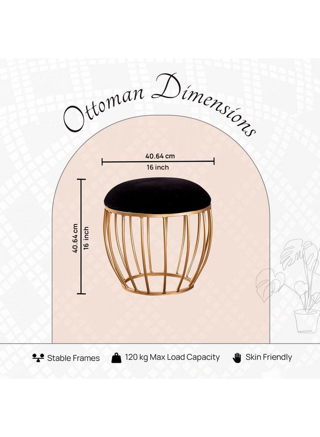 nestroots nestroots Ottoman Stool for Living Room - Metallic Stools for Sitting, Bedroom Pouffes, Side Table | 16 Inch Height, Black Cage Design | Stylish & Durable Footrest Stool for Home  - Image 3