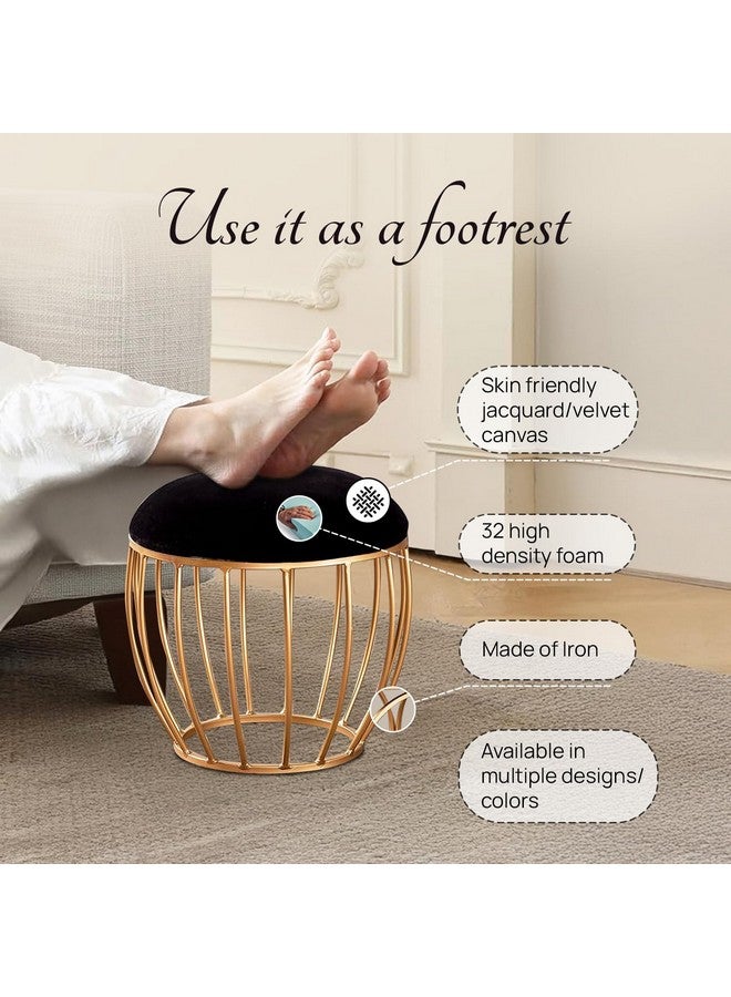 nestroots nestroots Ottoman Stool for Living Room - Metallic Stools for Sitting, Bedroom Pouffes, Side Table | 16 Inch Height, Black Cage Design | Stylish & Durable Footrest Stool for Home  - Image 4