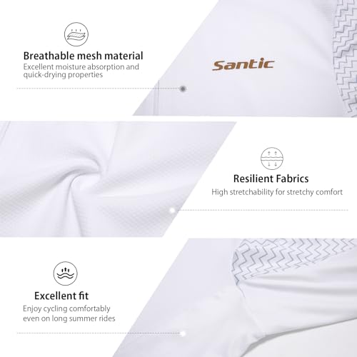 Santic Men's Cycling Jersey Short Sleeve Tops Pro Road Bike Shirt Full Zipper UPF 50+ MTB Jersey with Pockets - Image 5