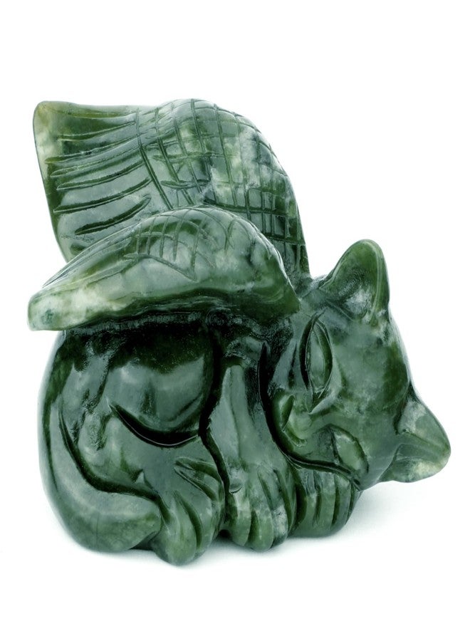 gemshan Memorial Cat Statue for Home - Hand Carved Jade Sleeping Cat Figurine for Home & Office Decor - Image 1