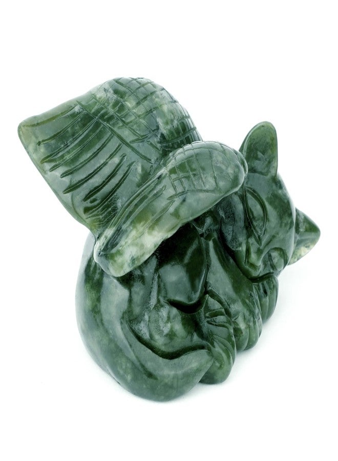 gemshan Memorial Cat Statue for Home - Hand Carved Jade Sleeping Cat Figurine for Home & Office Decor - Image 4