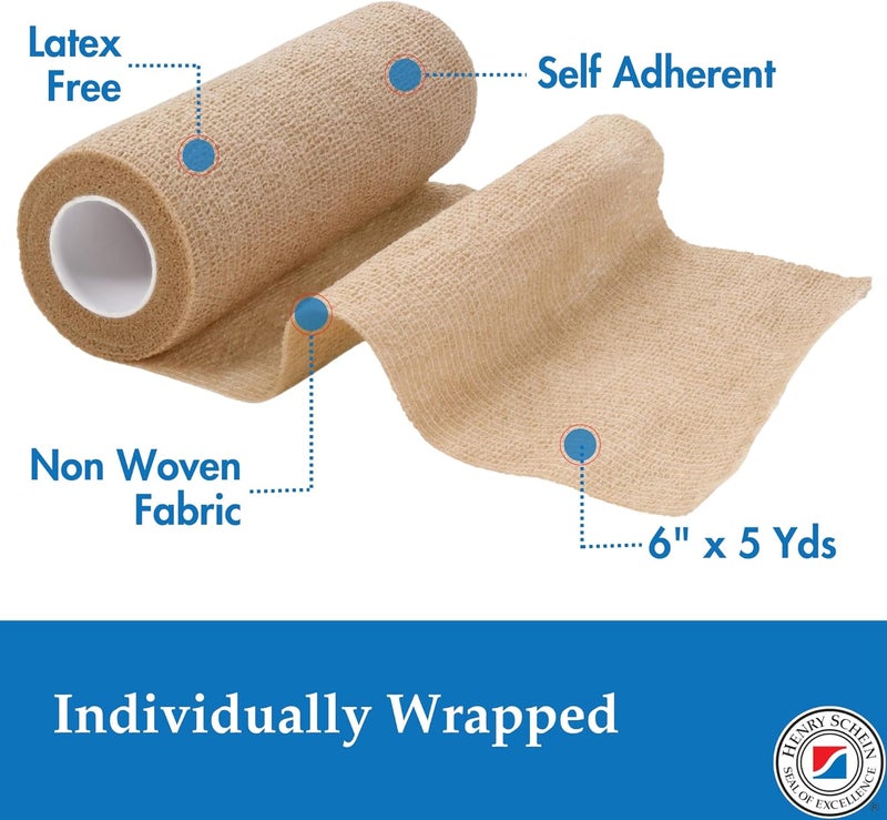 Henry Schein Tan NonWoven 6x5 Yds Bandage LatexFree SelfAdherent NonSterile  12BX - Image 2