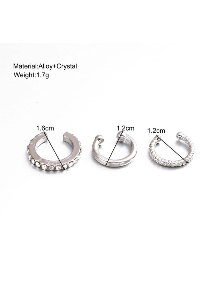 Vynara Non Pierced Ear Cuffs Set for Women, Rhinestone Cartilage Clips, Gold + Silver Combo - Image 3