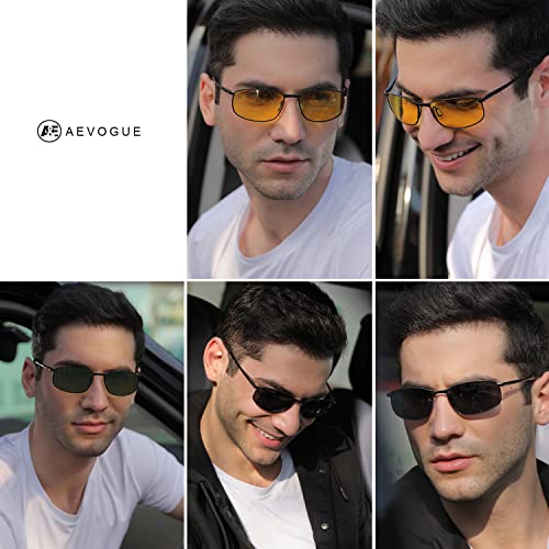 AEVOGUE Polarized Sunglasses For Men Rectangle Metal Frame Retro Sun Glasses AE0395 (Black Frame Mirror Red Lens, 59) - Image 2